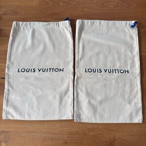 Louis Vuitton Cream Dust Bags with Blue Accents